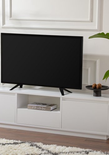 NORDVÄRK Vanguard TV-bord, m. 3 lger og 1 rum - hvid melamin (160x29,5)