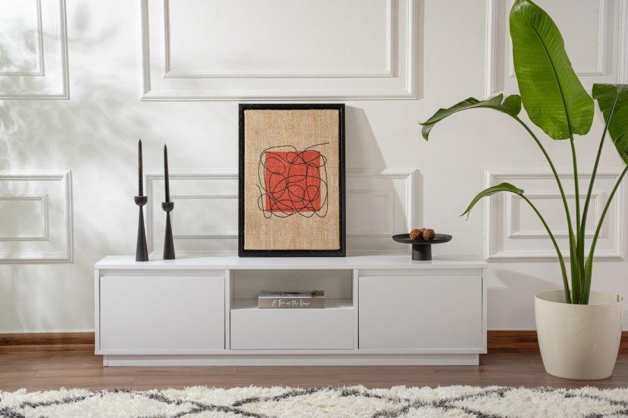 NORDVÄRK Vanguard TV-bord, m. 3 lger og 1 rum - hvid melamin (160x29,5)