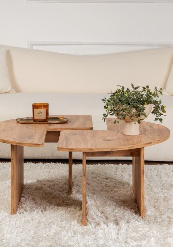 NORDVÄRK Moira sofabord, rund - Atlantic Pine melamin (90)