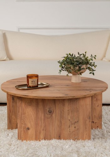 NORDVÄRK Moira sofabord, rund - Atlantic Pine melamin (90)