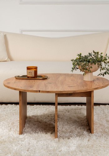NORDVÄRK Moira sofabord, rund - Atlantic Pine melamin (90)