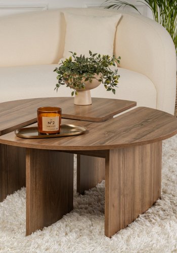 NORDVÄRK Moira sofabord, rund - valndfarvet melamin (90)