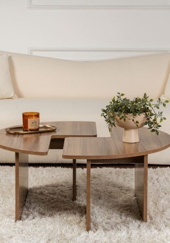 NORDVÄRK Moira sofabord, rund - valndfarvet melamin (90)
