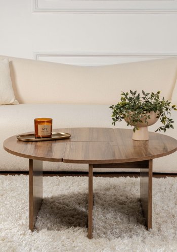 NORDVÄRK Moira sofabord, rund - valndfarvet melamin (90)