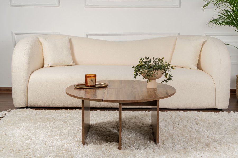 NORDVÄRK Moira sofabord, rund - valndfarvet melamin (90)