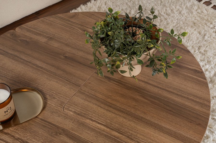 NORDVÄRK Moira sofabord, rund - valndfarvet melamin (90)