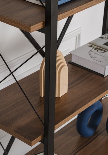 NORDVÄRK Elysian bogreol, m. 5 hylder - valndfarvet melamin og sort metal