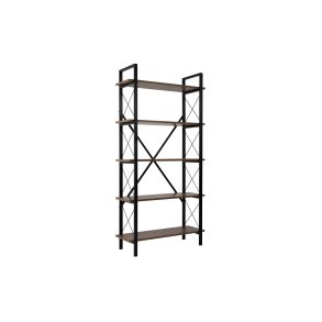 NORDVÄRK Elysian bogreol, m. 5 hylder - valndfarvet melamin og sort metal