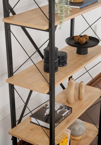 NORDVÄRK Elysian bogreol, m. 5 hylder - egefarvet melamin og sort metal