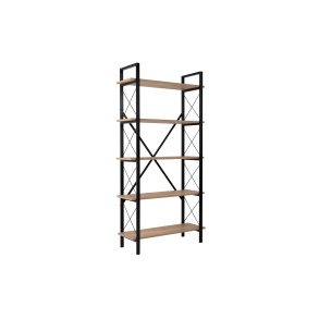 NORDVÄRK Elysian bogreol, m. 5 hylder - egefarvet melamin og sort metal