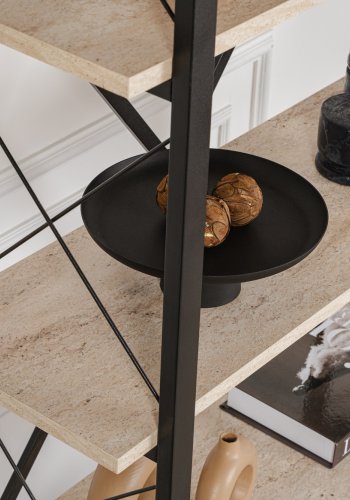 NORDVÄRK Elysian bogreol, m. 5 hylder - travertin melamin og sort metal