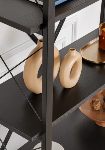 NORDVÄRK Elysian bogreol, m. 5 hylder - sort tr melamin og sort metal