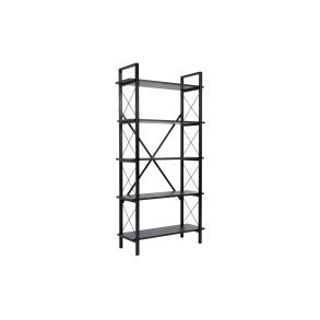 NORDVÄRK Elysian bogreol, m. 5 hylder - sort tr melamin og sort metal