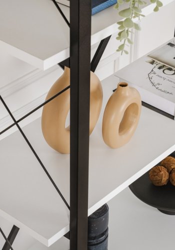 NORDVÄRK Elysian bogreol, m. 5 hylder - hvid melamin og sort metal