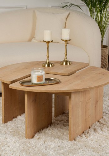 NORDVÄRK Moira sofabord, rund - egefarvet melamin (90)