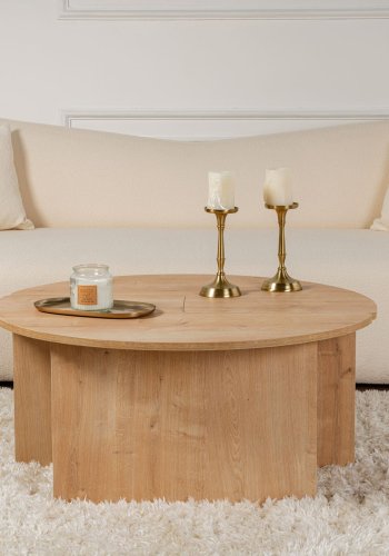 NORDVÄRK Moira sofabord, rund - egefarvet melamin (90)