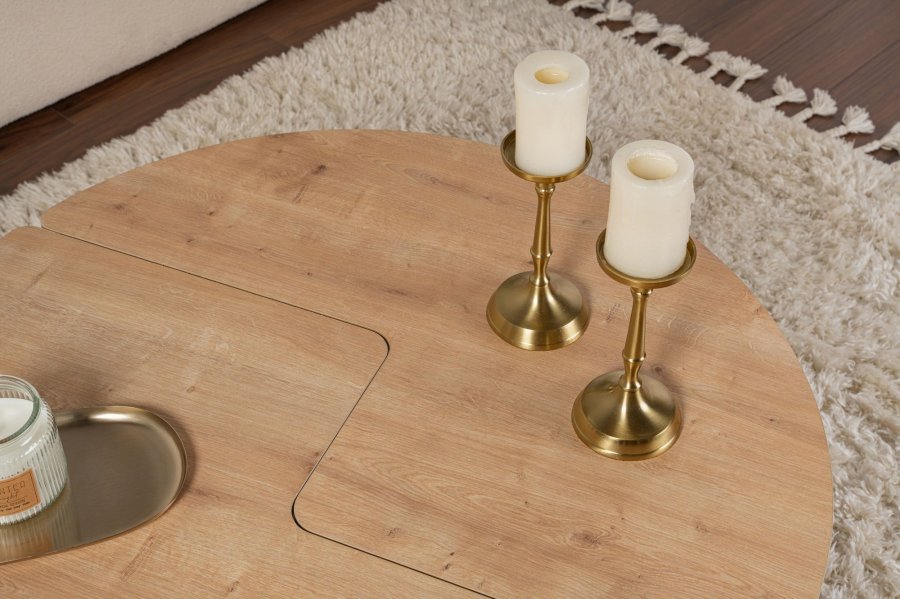 NORDVÄRK Moira sofabord, rund - egefarvet melamin (90)