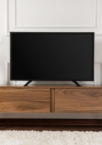 NORDVÄRK Serenity TV-bord, m. 2 lger - valndfarvet melamin og sort (180x29,5)