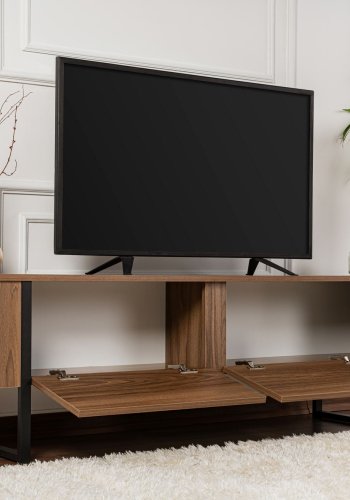 NORDVÄRK Serenity TV-bord, m. 2 lger - valndfarvet melamin og sort (180x29,5)