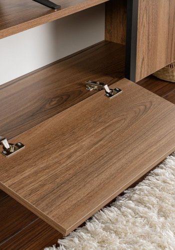 NORDVÄRK Serenity TV-bord, m. 2 lger - valndfarvet melamin og sort (180x29,5)