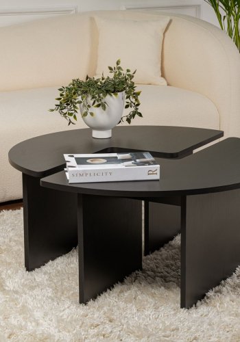 NORDVÄRK Moira sofabord, rund - sort tr melamin (90)