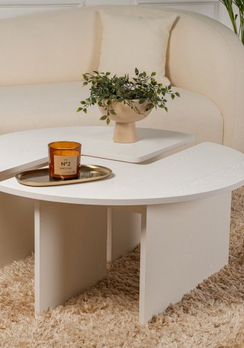 NORDVÄRK Moira sofabord, rund - hvid tr melamin (90)