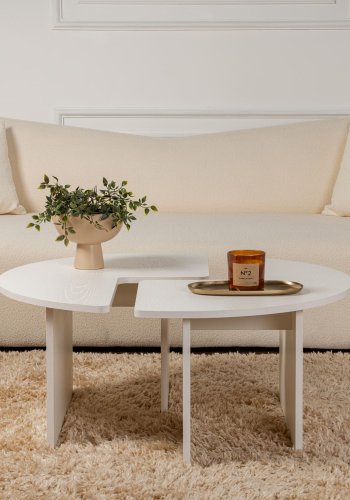 NORDVÄRK Moira sofabord, rund - hvid tr melamin (90)