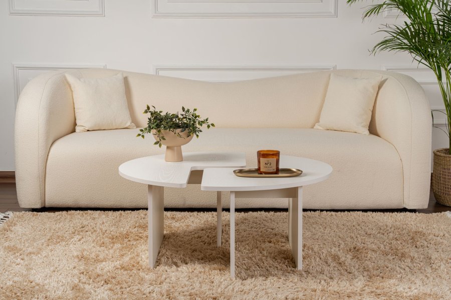 NORDVÄRK Moira sofabord, rund - hvid tr melamin (90)