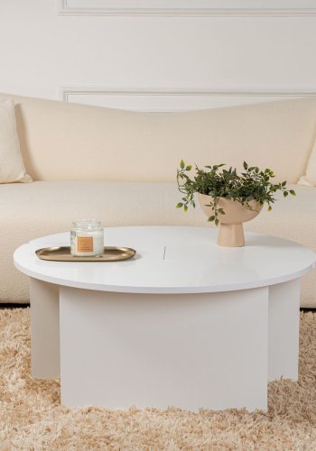NORDVÄRK Moira sofabord, rund - hvid melamin (90)