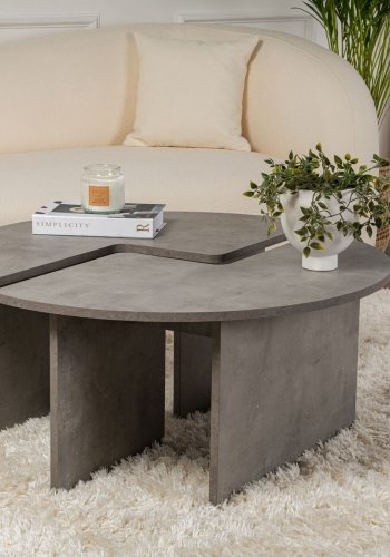 NORDVÄRK Moira sofabord, rund - betongr melamin (90)