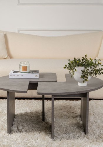 NORDVÄRK Moira sofabord, rund - betongr melamin (90)