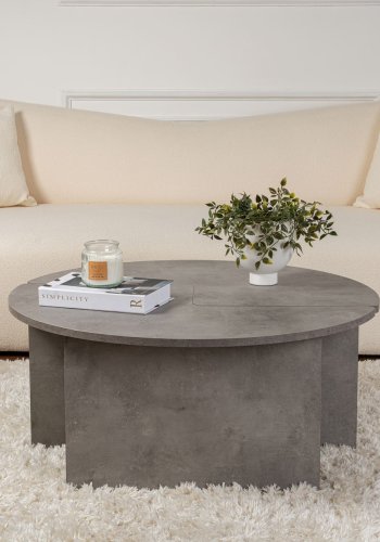 NORDVÄRK Moira sofabord, rund - betongr melamin (90)