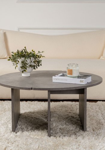 NORDVÄRK Moira sofabord, rund - betongr melamin (90)