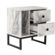 NORDVÄRK Glimmer natbord, m. 1 rum og 2 skuffer - Fressia marmor melamin og sort metal (45,2x29,5)