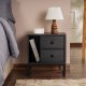 NORDVÄRK Glimmer natbord, m. 1 rum og 2 skuffer - sort tr melamin og sort metal (45,2x29,5)