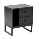 NORDVÄRK Glimmer natbord, m. 1 rum og 2 skuffer - sort tr melamin og sort metal (45,2x29,5)