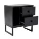 NORDVÄRK Glimmer natbord, m. 1 rum og 2 skuffer - sort tr melamin og sort metal (45,2x29,5)
