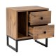 NORDVÄRK Glimmer natbord, m. 1 rum og 2 skuffer - Atlantic Pine melamin og sort metal (45,2x29,5)