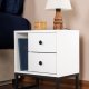 NORDVÄRK Glimmer natbord, m. 1 rum og 2 skuffer - hvid melamin og sort metal (45,2x29,5)