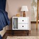 NORDVÄRK Glimmer natbord, m. 1 rum og 2 skuffer - hvid melamin og sort metal (45,2x29,5)