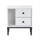NORDVÄRK Glimmer natbord, m. 1 rum og 2 skuffer - hvid melamin og sort metal (45,2x29,5)