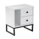 NORDVÄRK Glimmer natbord, m. 1 rum og 2 skuffer - hvid melamin og sort metal (45,2x29,5)