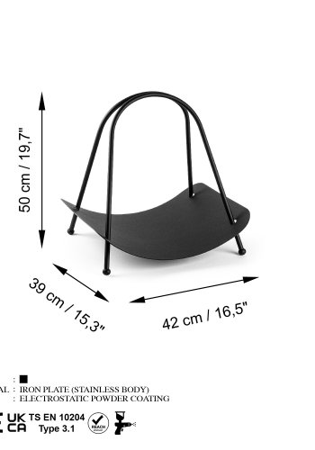 NORDVÄRK GED brndekurv, m. hank, rektangulr - sort metal