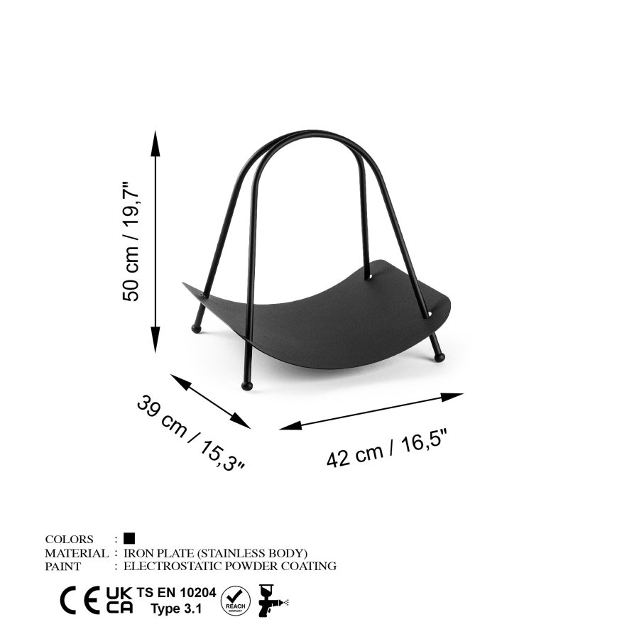 NORDVÄRK GED brndekurv, m. hank, rektangulr - sort metal