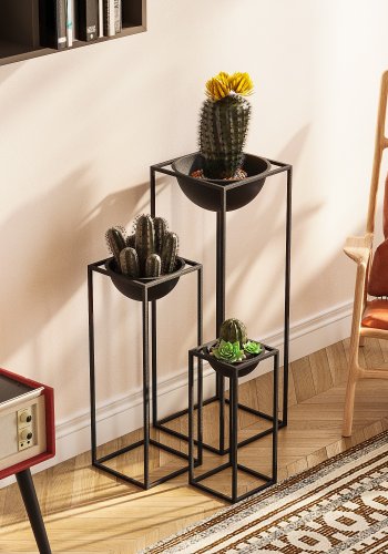 NORDVÄRK GED-019 blomsterstander - sort metal (st med 3)