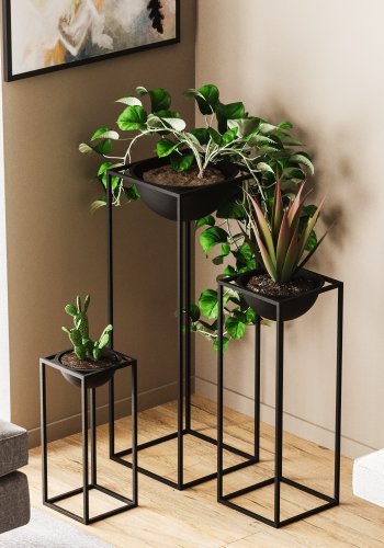 NORDVÄRK GED-019 blomsterstander - sort metal (st med 3)