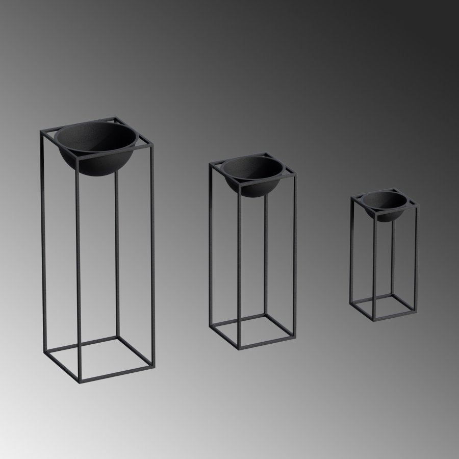 NORDVÄRK GED-019 blomsterstander - sort metal (st med 3)