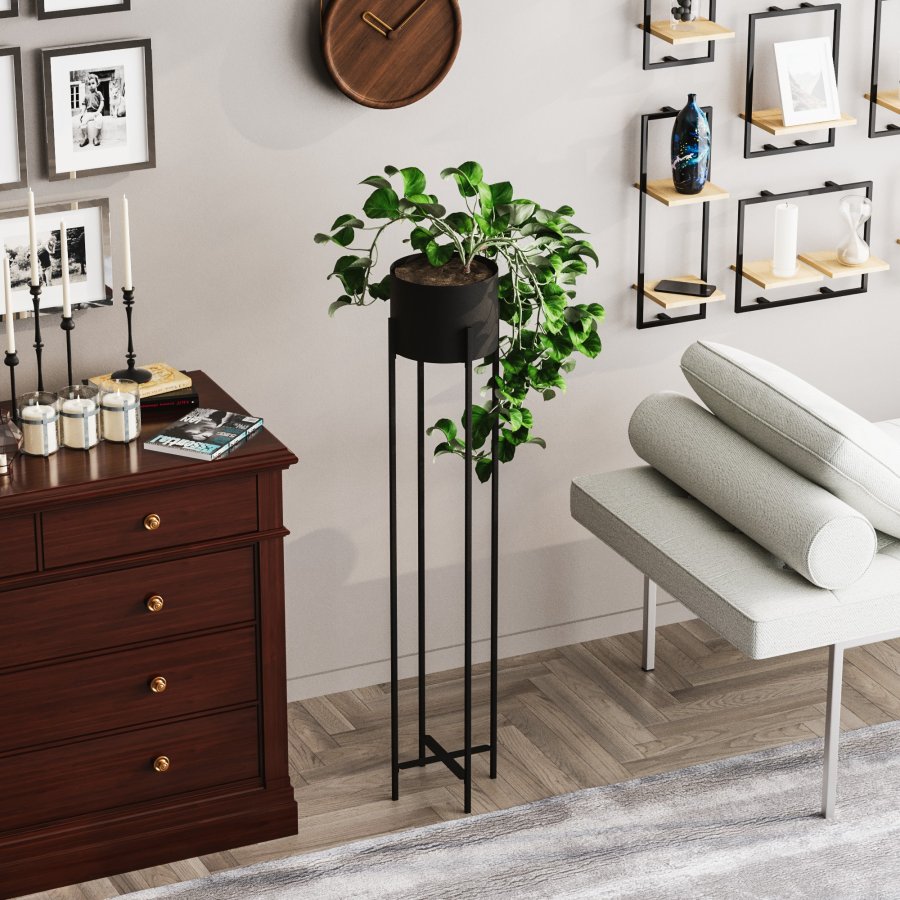 NORDVÄRK GED-024  blomsterstander - sort metal (H:108)