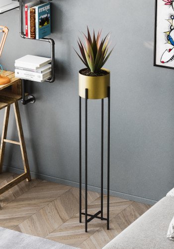 NORDVÄRK GED-024-A blomsterstander - guld og sort metal (H:108)