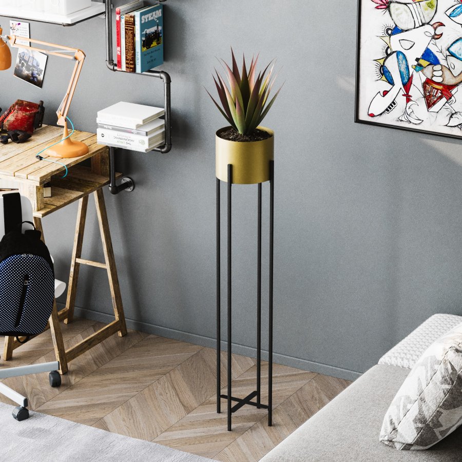 NORDVÄRK GED-024-A blomsterstander - guld og sort metal (H:108)